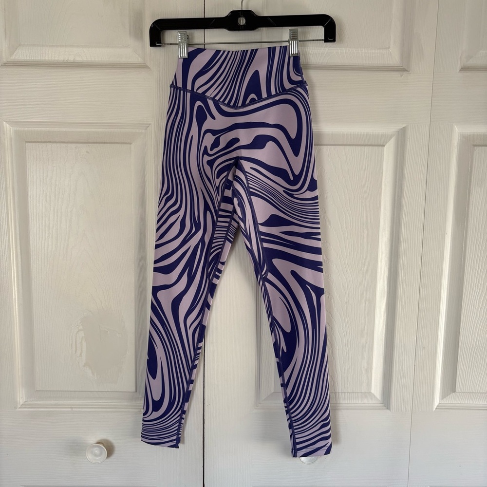 Vitality Lavender Purple Swirl Leggings Yoga Pilates Run Gym‎ XXS No Seam High